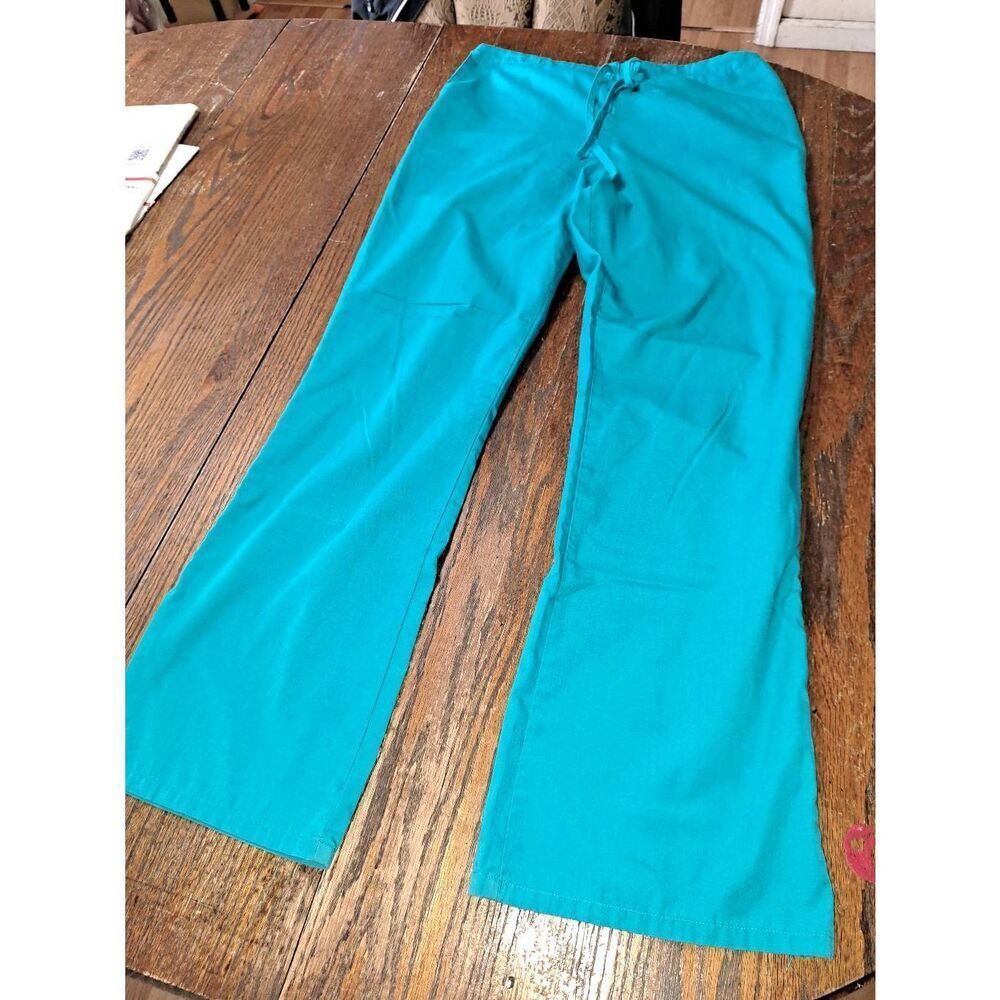 Small Cherokee Workwear Teal Rear Elastic Drawstring Waist Scrub Bottoms Pants